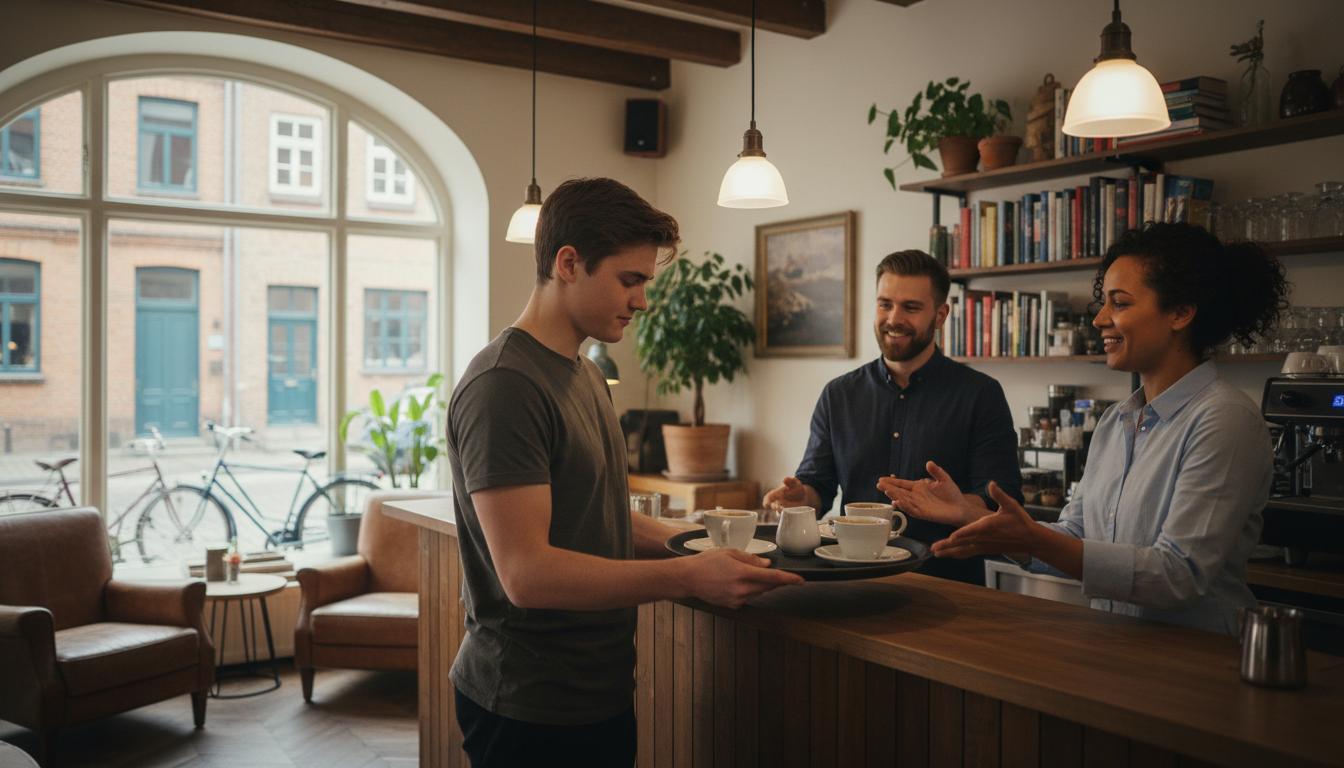 Ung tjener i københavnsk café